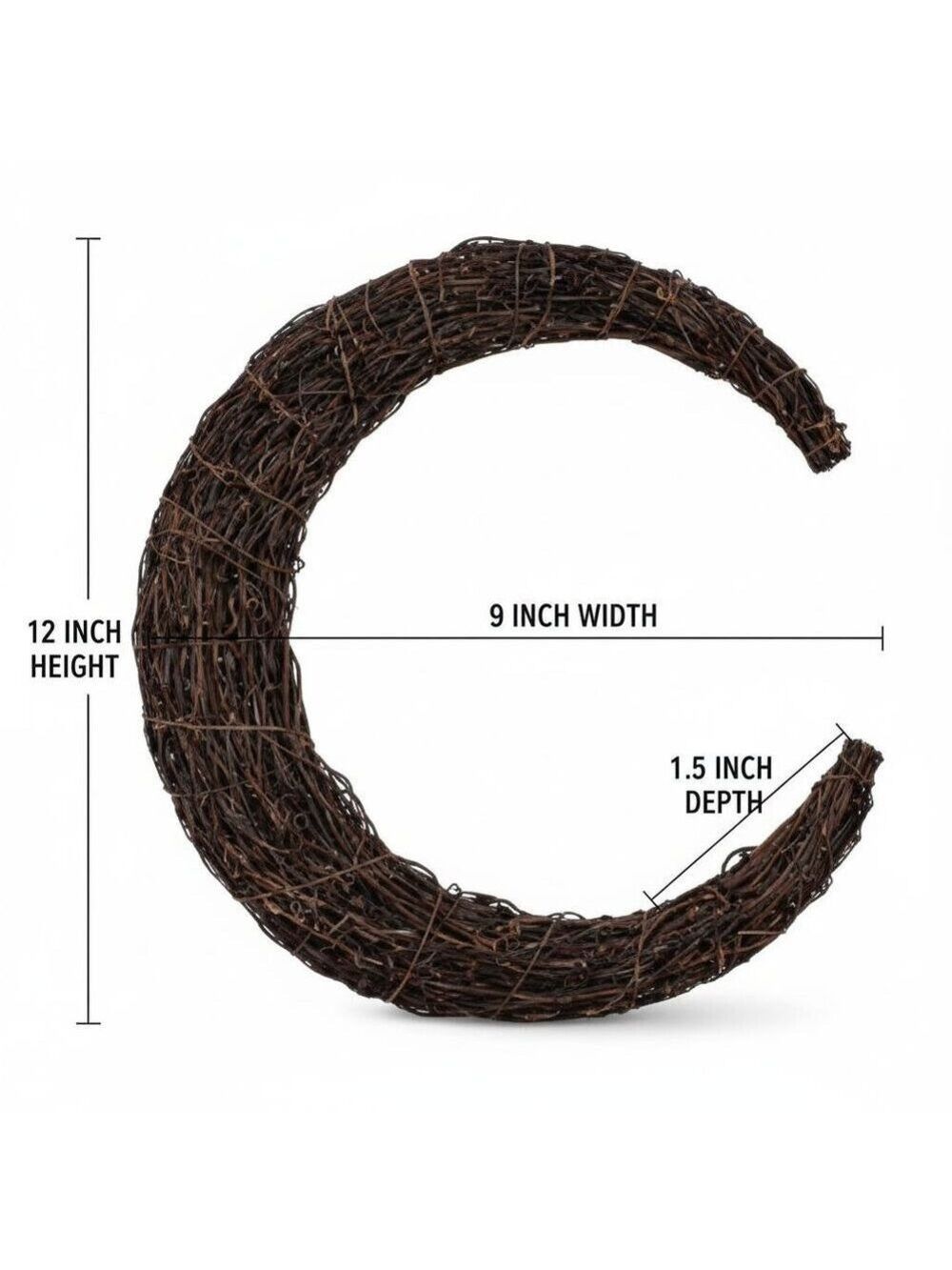 Crescent Moon Wreath Twig Base 12in Rustic Wreath Frame Front Door Decor - Picture 2 of 9